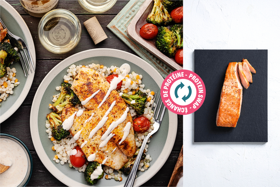 Protein Swap | Blackened Salmon over Pearl Couscous