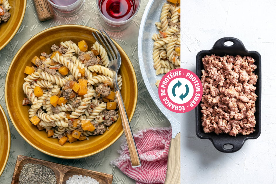 Protein Swap | Pork Sausage Meat Pesto Rosso Fusilli