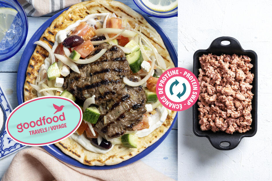 Échange de protéine | Goodfood voyage : Bifteki de dinde grillée sur pita de la Grèce