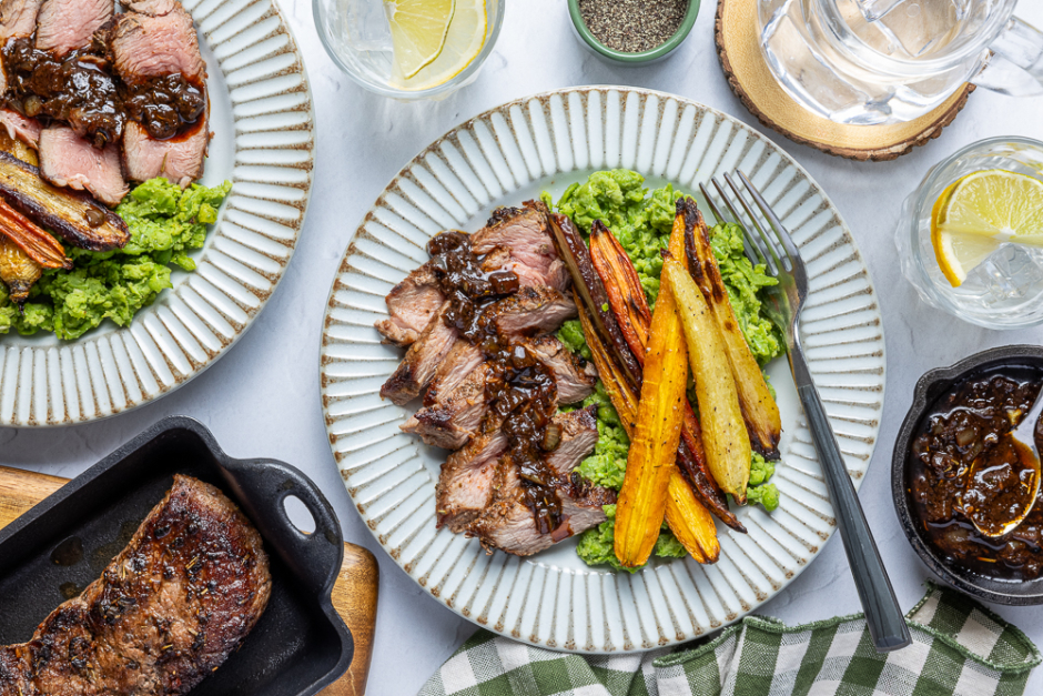 Pub-Style Steaks with Black Garlic Gravy