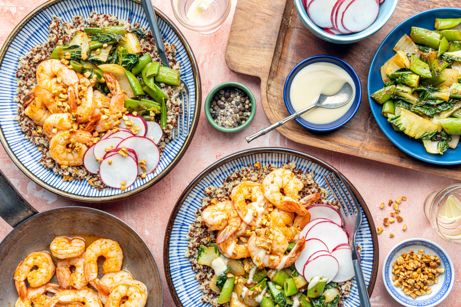 Shrimp & Peanut Quinoa Bowls