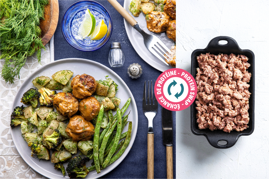 Protein Swap | Pork & Caramelized Onion Meatballs with Mustard Pan Sauce