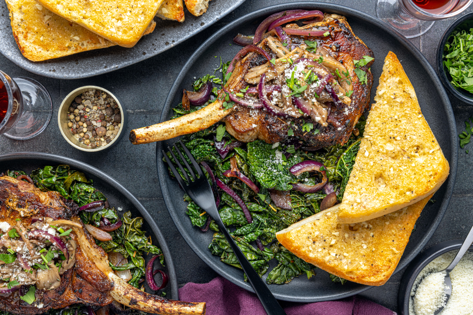Nagano Pork Chops with Herby Oyster Mushroom Sauce