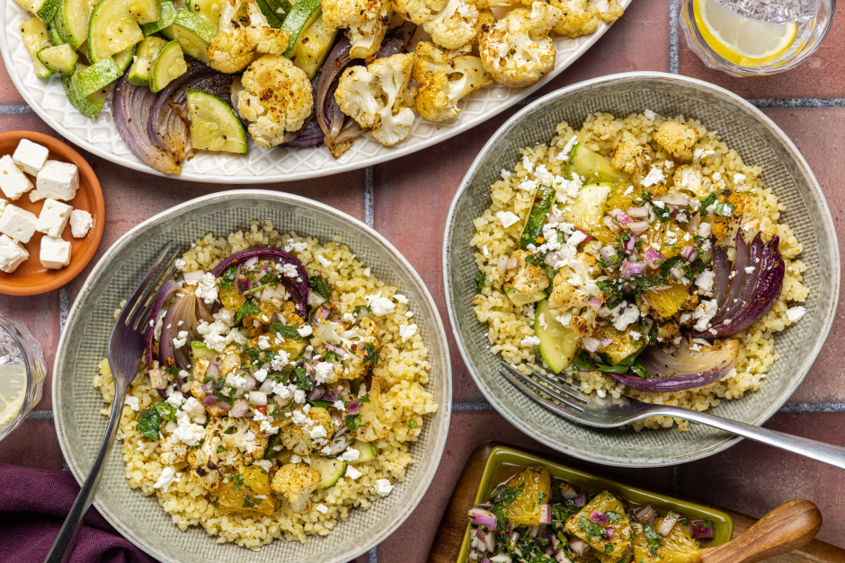 Roasted Veggie Bulgur Bowls