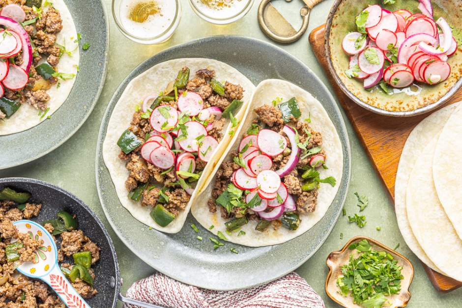 Cheesy Poblano Beef Tacos