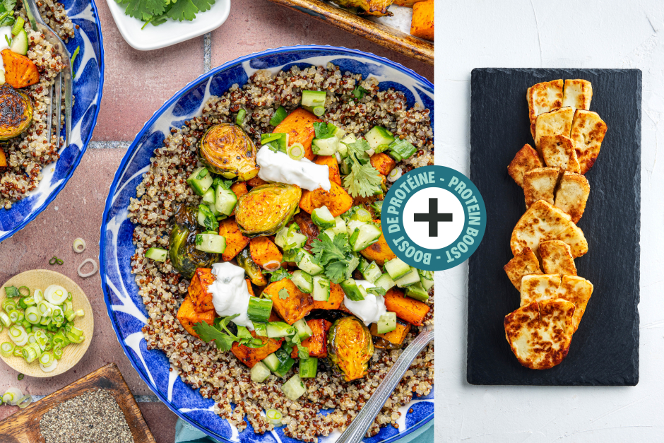 Protein Boost | Spicy Tandoori-Roasted Veggie Nourish Bowls with Halloumi