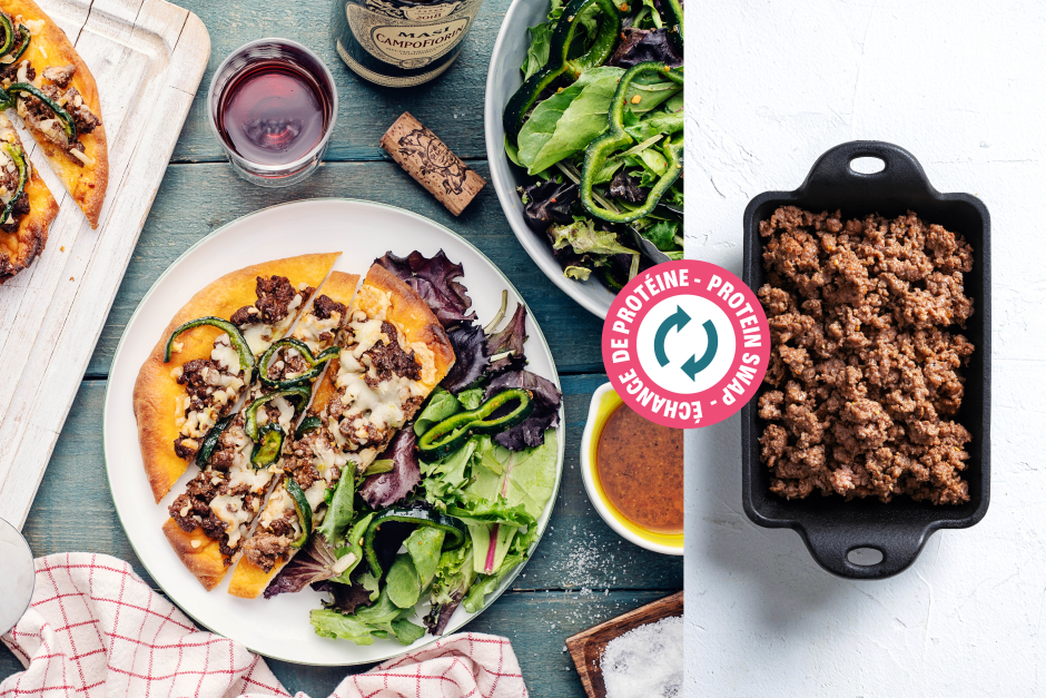 Protein Swap | BBQ-Sauced Beef & Poblano Flatbreads