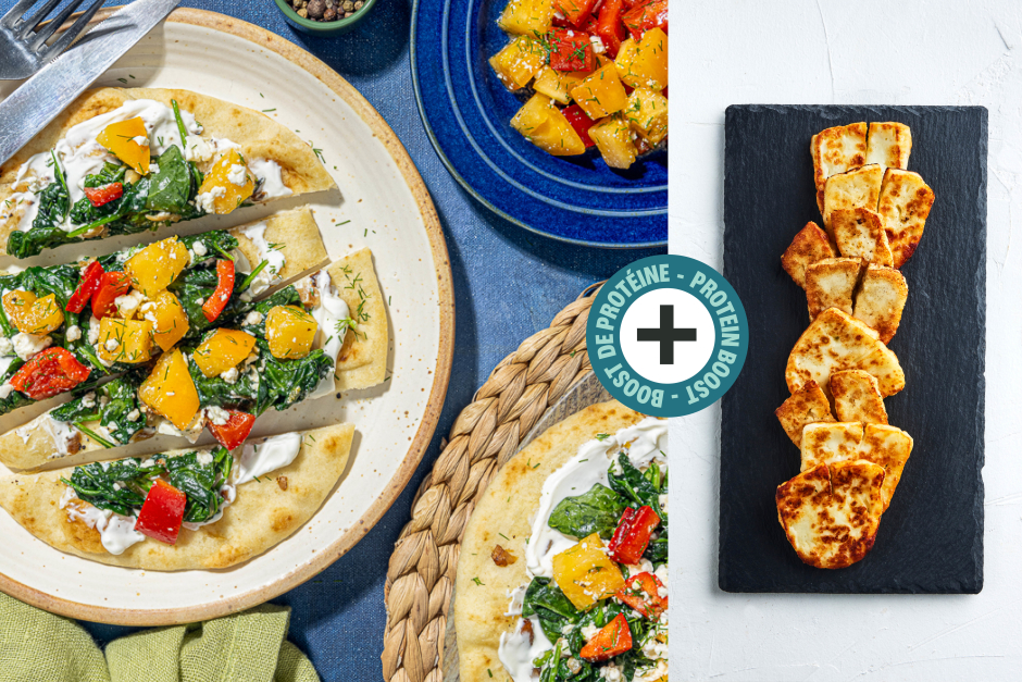 Protein Boost | Spanakopita & Halloumi Flatbreads