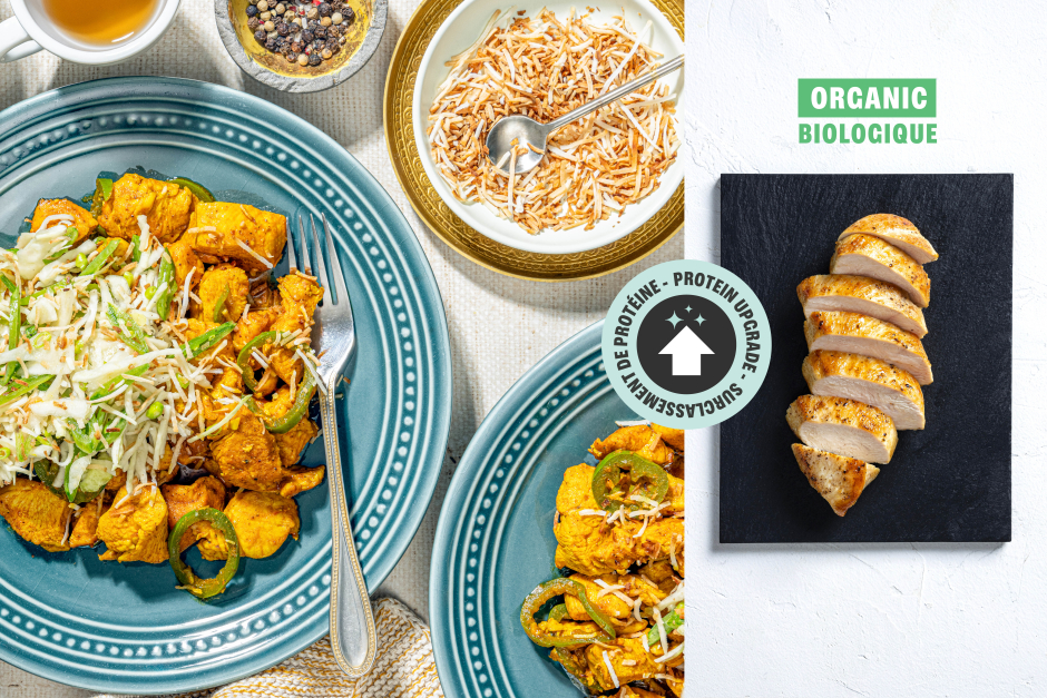 Surclassement de protéine | Poêlée de poulet BIO cari-coco piquant