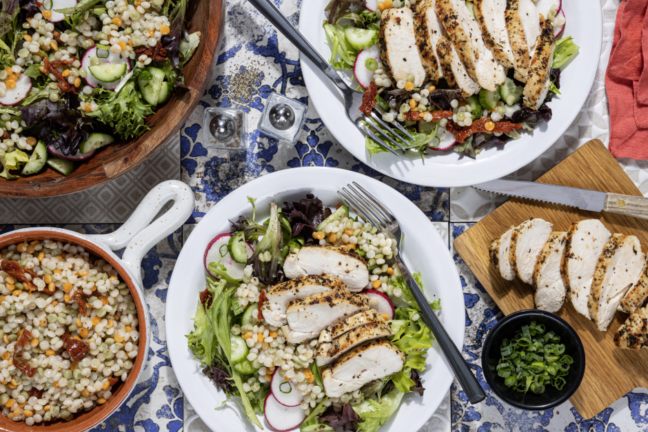 BBQ Chicken Breasts over Pearl Couscous