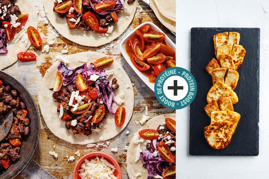 Protein Boost | Halloumi, Smoky Black Bean & Cotija Tacos