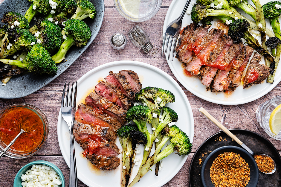 Grilled Steaks & Broccoli