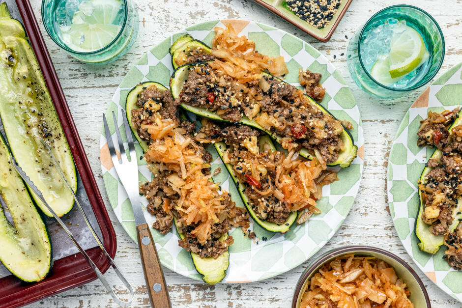 Spicy Bulgogi Beef Zucchini Boats