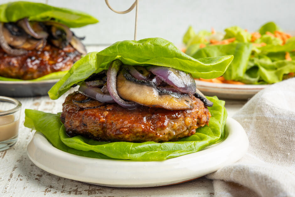 Protein Swap | Quick BBQ Beef & Portobello Lettuce Burgers