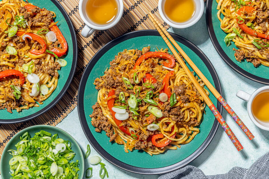 Lo mein express au bœuf haché