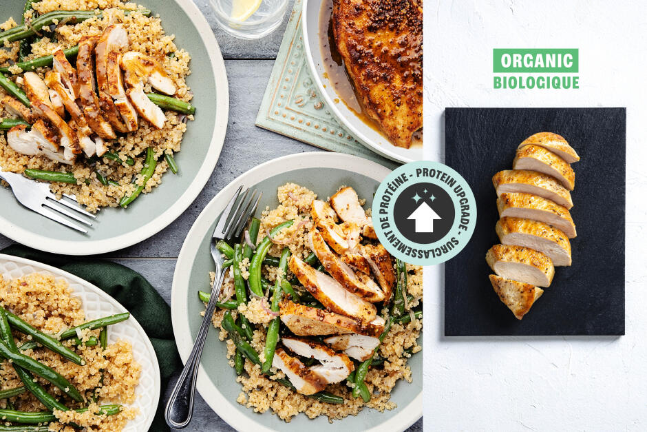 Surclassement de protéine | Poitrines de poulet BIO avec sauce bourbon-moutarde