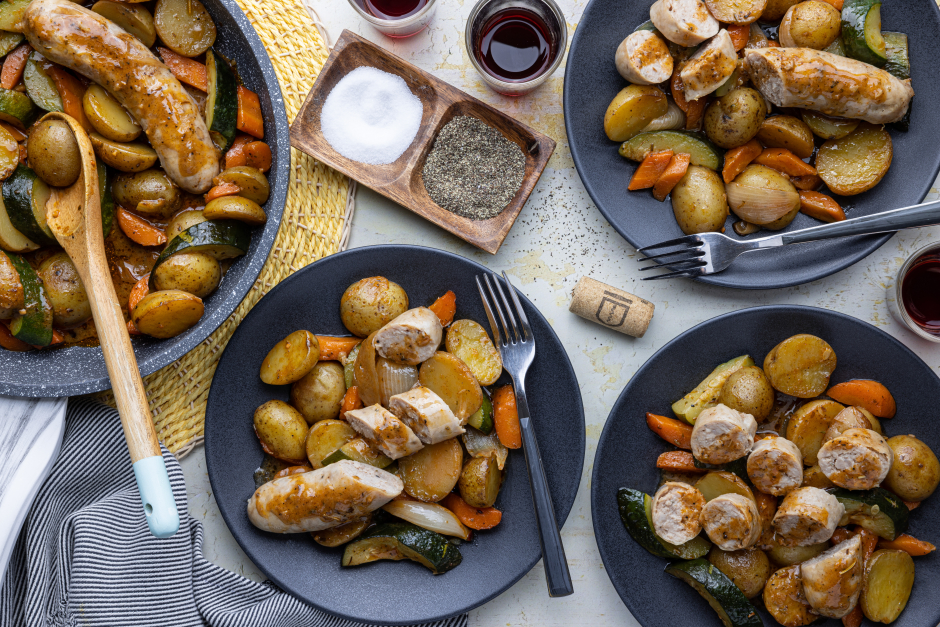 One-Pan Pork Sausage & Veggie Skillet Bake
