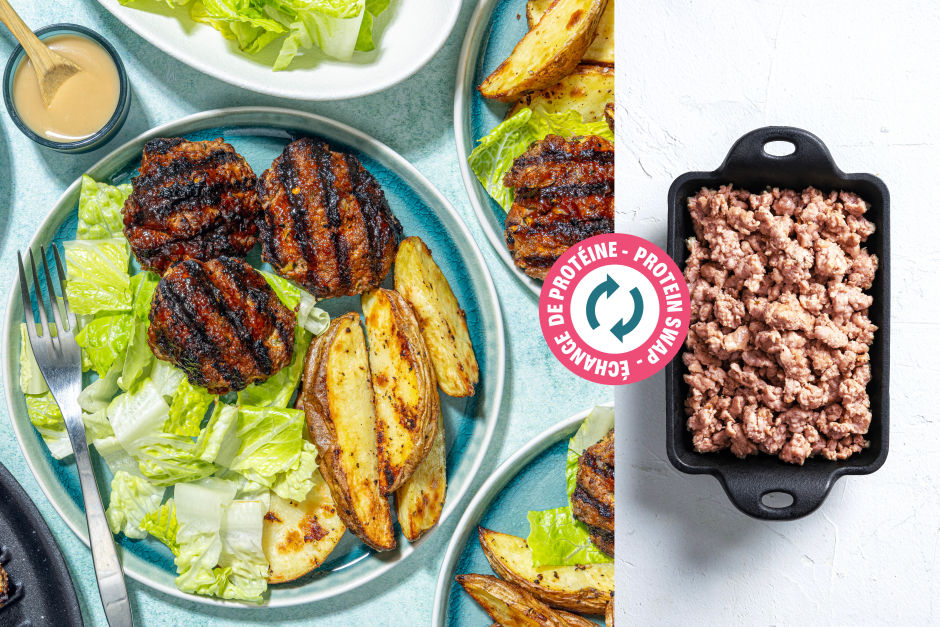 Échange de protéine | Croquettes de porc et zucchinis incognito grillées à la sauce BBQ