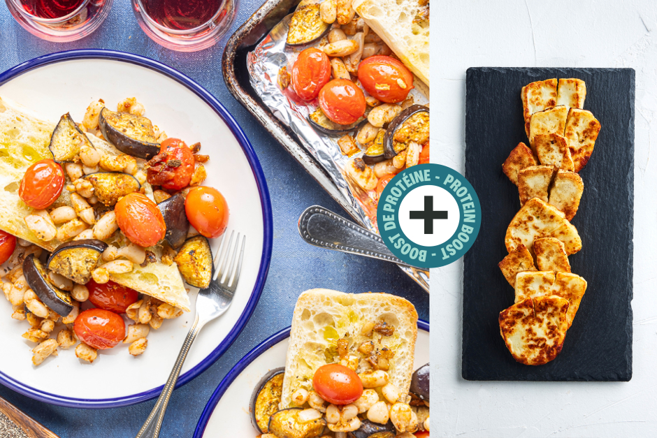 Protein Boost | Smoky Halloumi, White Bean & Eggplant Tartines