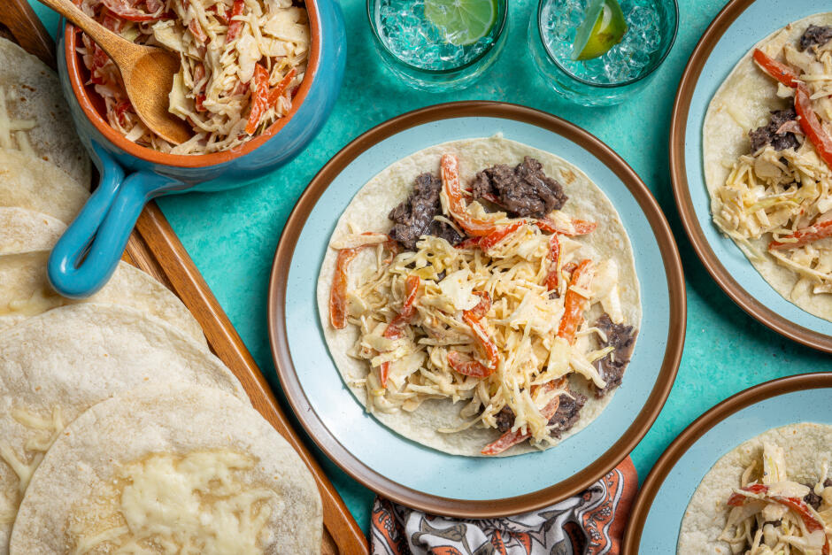 Tacos au fromage fondant avec haricots frits