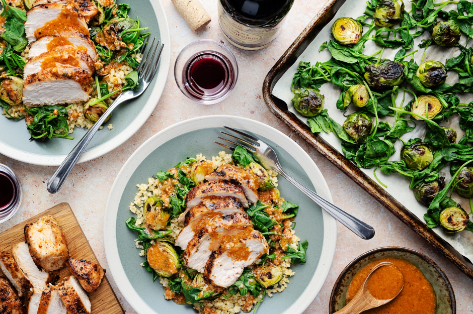 Creamy Tomato Chicken Breasts over Spiced Bulgur