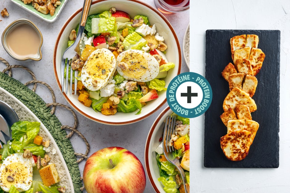 Protein Boost | Crispy Crunchy Roasted Squash Cobb Salad with Halloumi