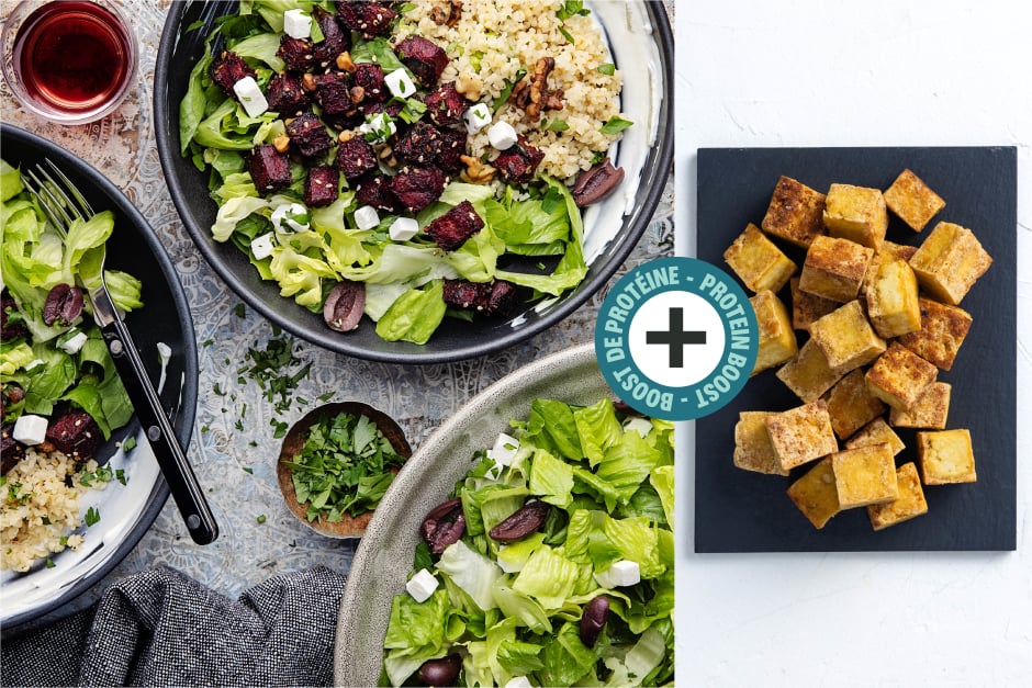 Protein Boost | Roasted Beet, Feta & Walnut Greek Bowls with Tofu