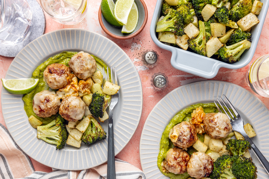 Carb-Wise: Cheesy Mexican-Spiced Pork Meatballs with Roasted Chayote