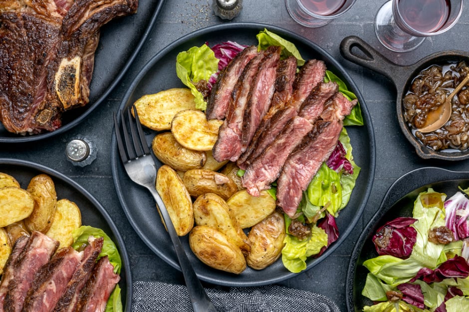 Entrecôte de bœuf nourri à l'herbe poêlée