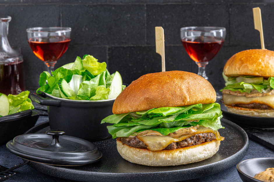 L’Artisan: Smoked Cheddar Wagyu Beef Smash Burgers with Black Garlic Aioli