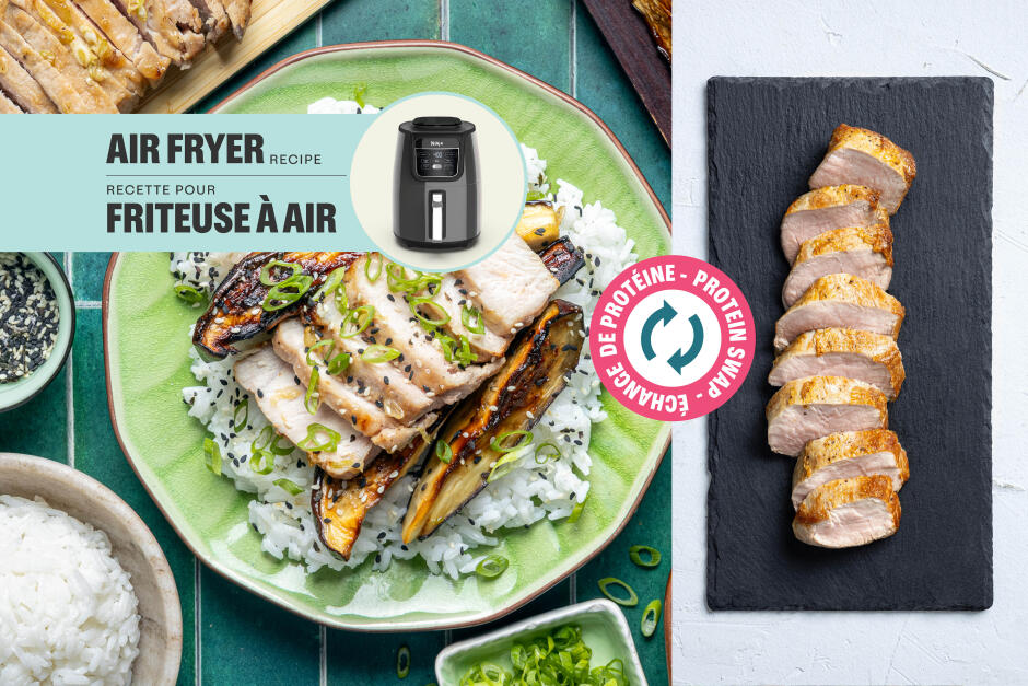 Protein Swap | Miso-Maple Butter Pork Tenderloin & Eggplant