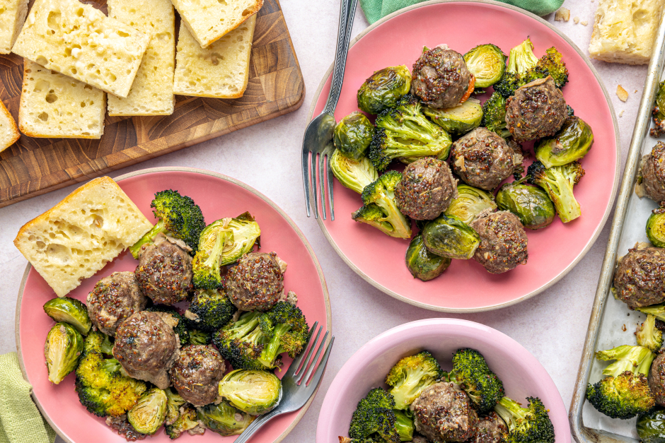 Honey-Mustard Beef Meatball & Veggie Traybake