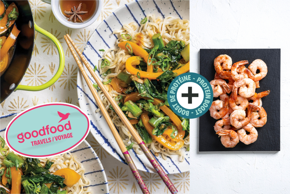 Protein Boost | Goodfood Travels: Hong Kong Veggie & Shrimp Chow Mein