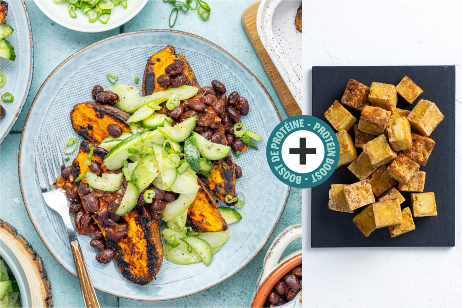 Boost de protéines | Patates douces avec tofu et haricots noirs à la sauce Buffalo épicée