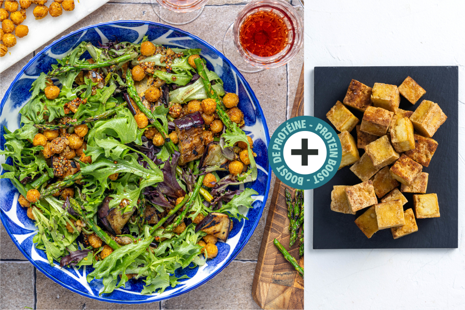 Protein Boost | Vegan Grilled Salad with Tofu & Crunchy Breaded Chickpeas