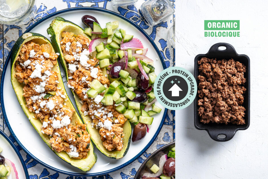 Protein Upgrade | Feta-Topped ORGANIC Beef Zucchini Boats