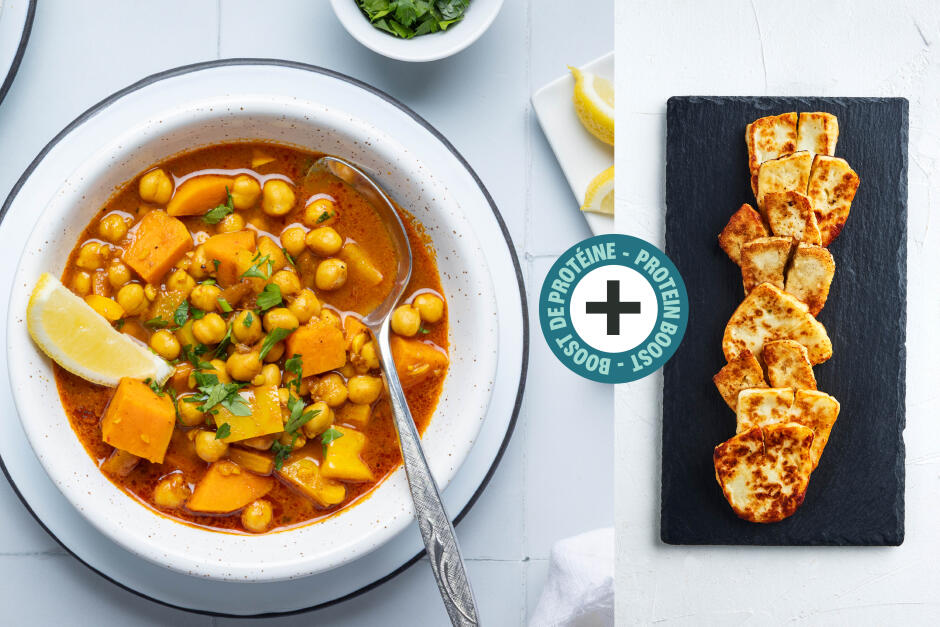 Boost de protéines | Harira au halloumi et aux pois chiches