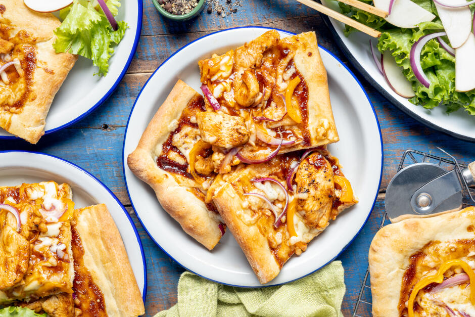 Pizza au poulet BBQ et fromage Monterey Jack
