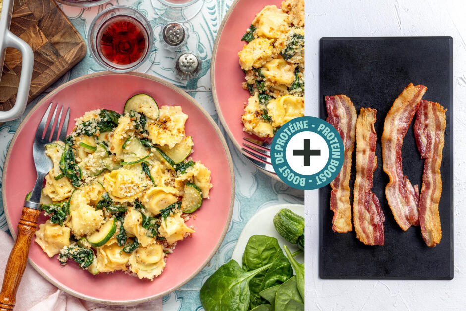 Protein Boost | Cheese Tortellini Al Forno with Bacon