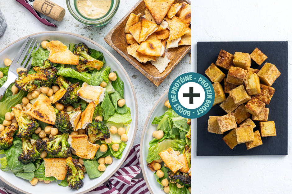 Protein Boost | Vegan ‘Caesar’ Bowls with Tofu, Roasted Broccoli & Chickpeas