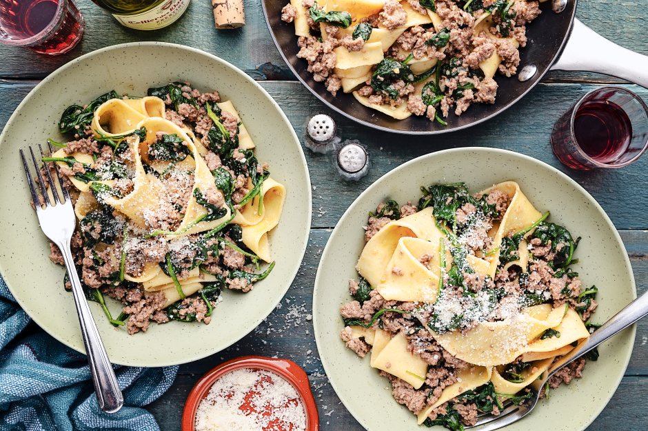 Fast Fresh Pappardelle with Ground Pork