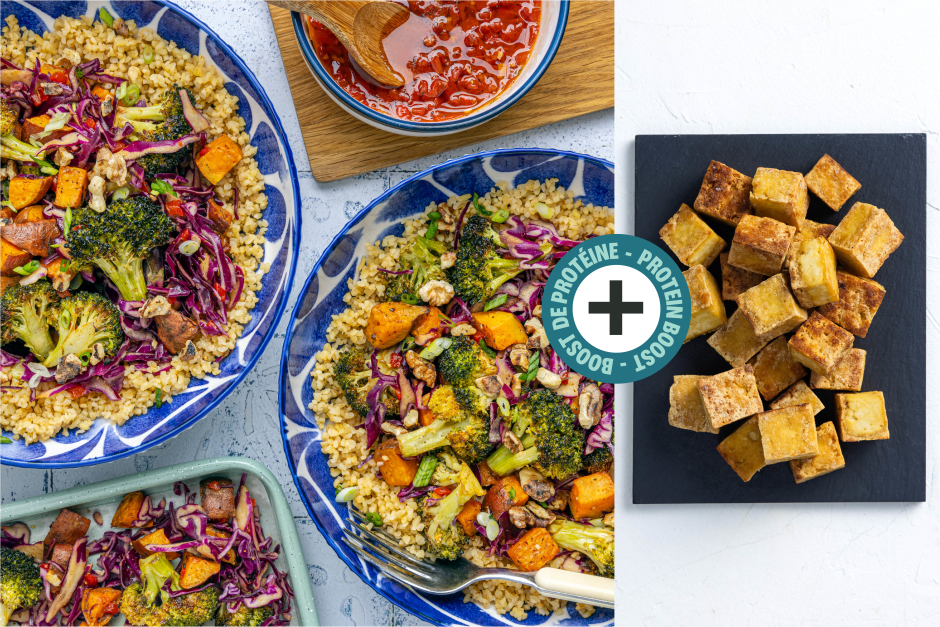 Protein Boost | Warm Spice-Roasted Tofu & Veggie Bulgur Bowls