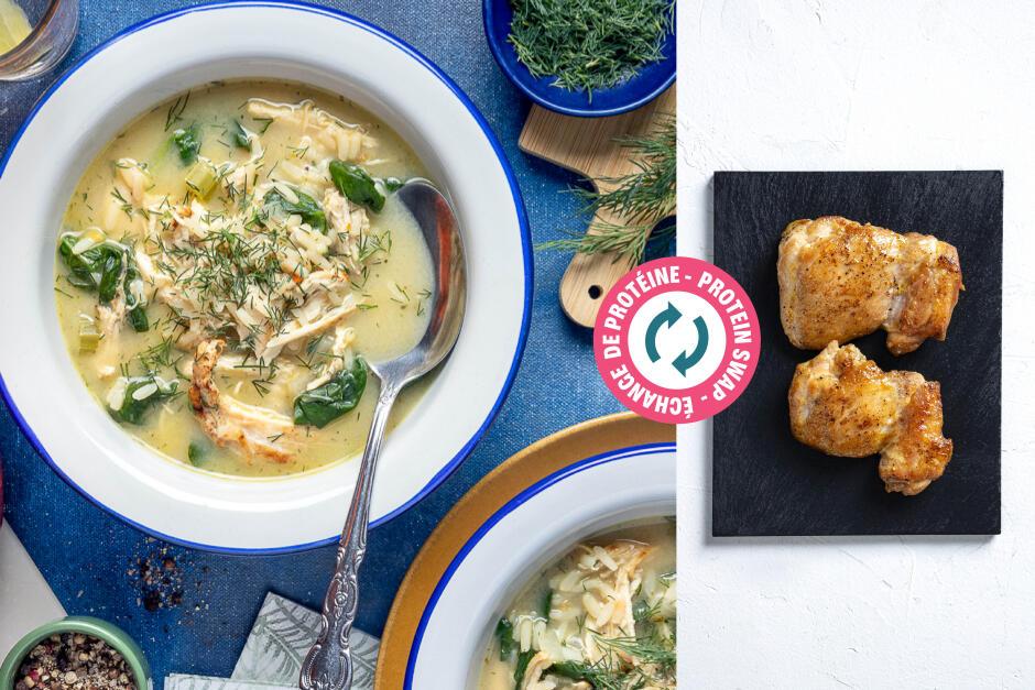 Échange de protéine | Soupe avgolemono au poulet en une casserole