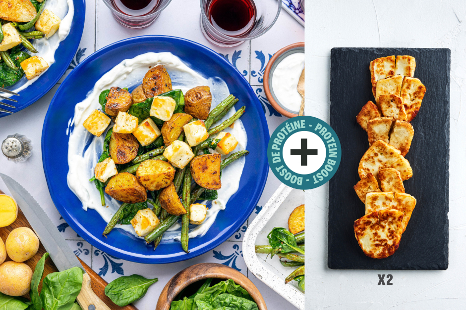 Protein Boost | Greek Double Halloumi Sheet Pan