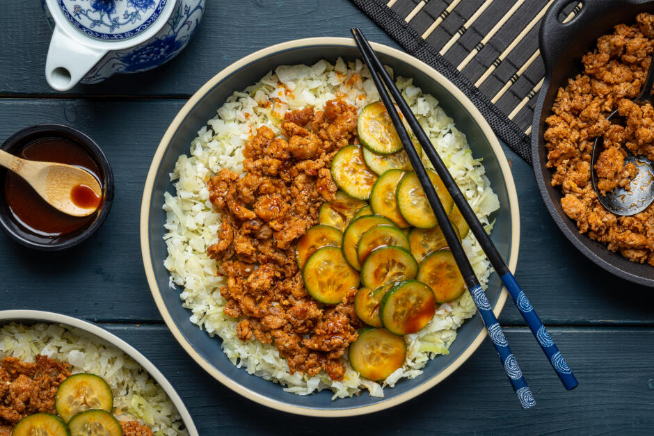 Quick Pork & Cauliflower 'Rice' Bibimbap