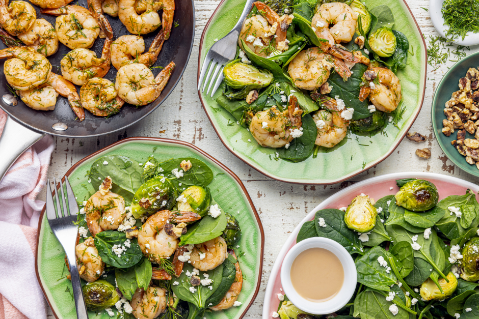 Keto: Dill & Roasted Garlic Shrimp with Pan-Toasted Walnuts
