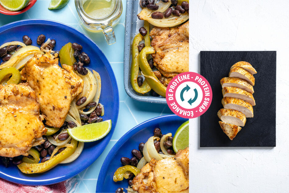 Échange de protéine | Fajitas au poulet sur plaque