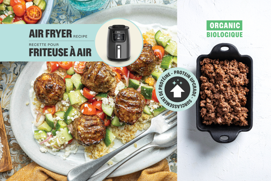 Surclassement de protéine | Keftedes de bœuf BIO, feta et boulgour