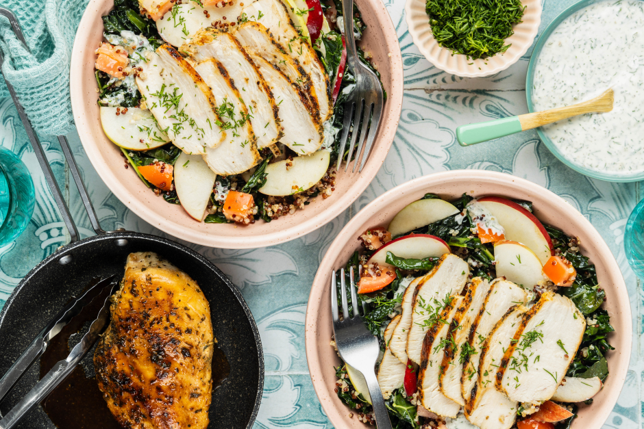 Carb-Wise: Seared Chicken & Quinoa Ranch Bowls