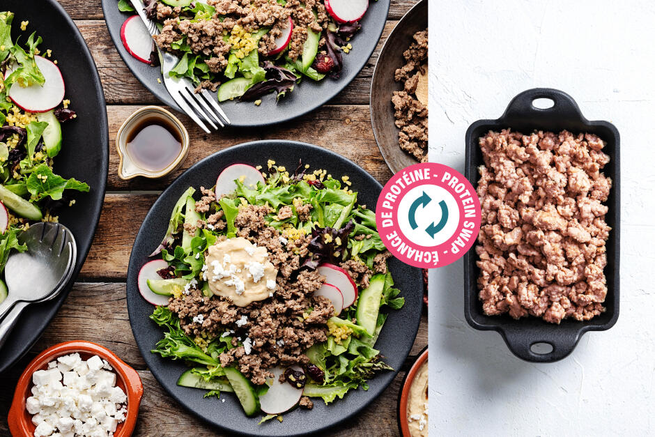 Protein Swap | Ras el Hanout Sausage Meat & Bulgur Salad Bowls
